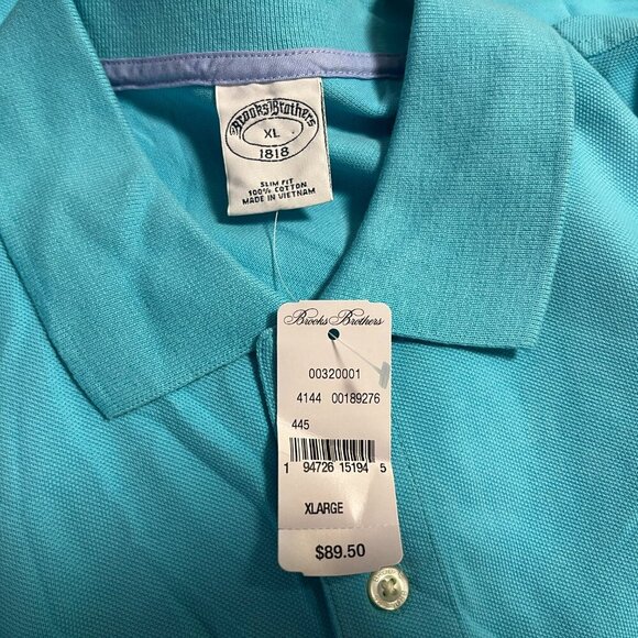 Brooks Brothers Men's Slim Fit Aqua Mesh Pique Cotton Short Sleeve Polo Shirt - Picture 6 of 8